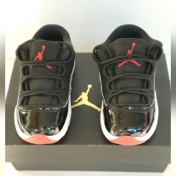 Jordan 11 Retro Low Kids Black and Red Sneakers - Picture 7 of 7